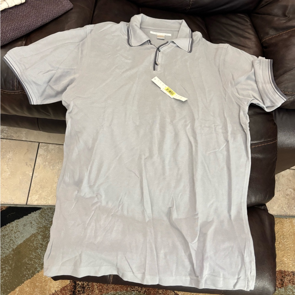 Perry Ellis Light Gray Polo with Contrast Trim